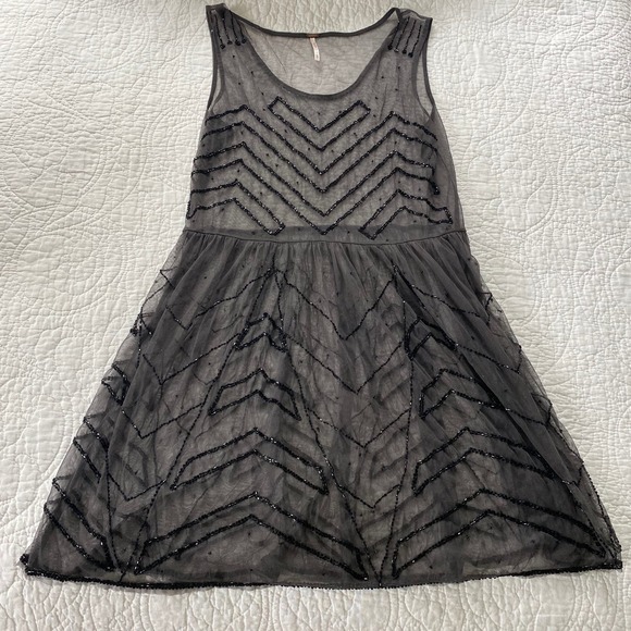 Free People Embellished Beaded Mini Slip Dress - Picture 3 of 10